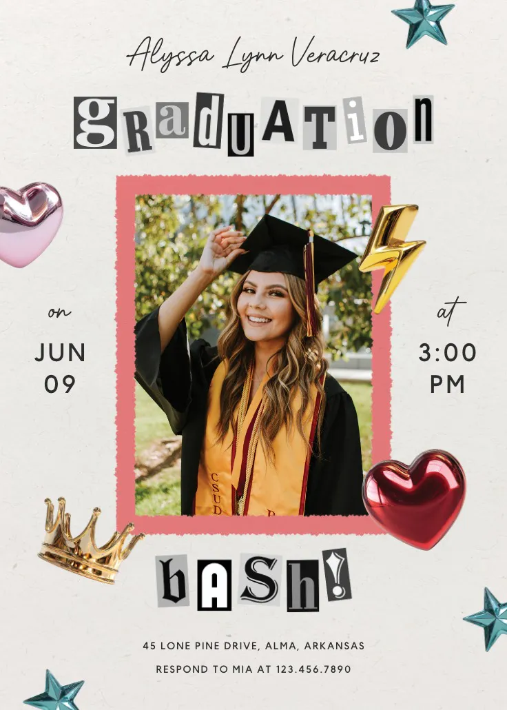 Graduation bash - mezuniyet partisi davetiyesi